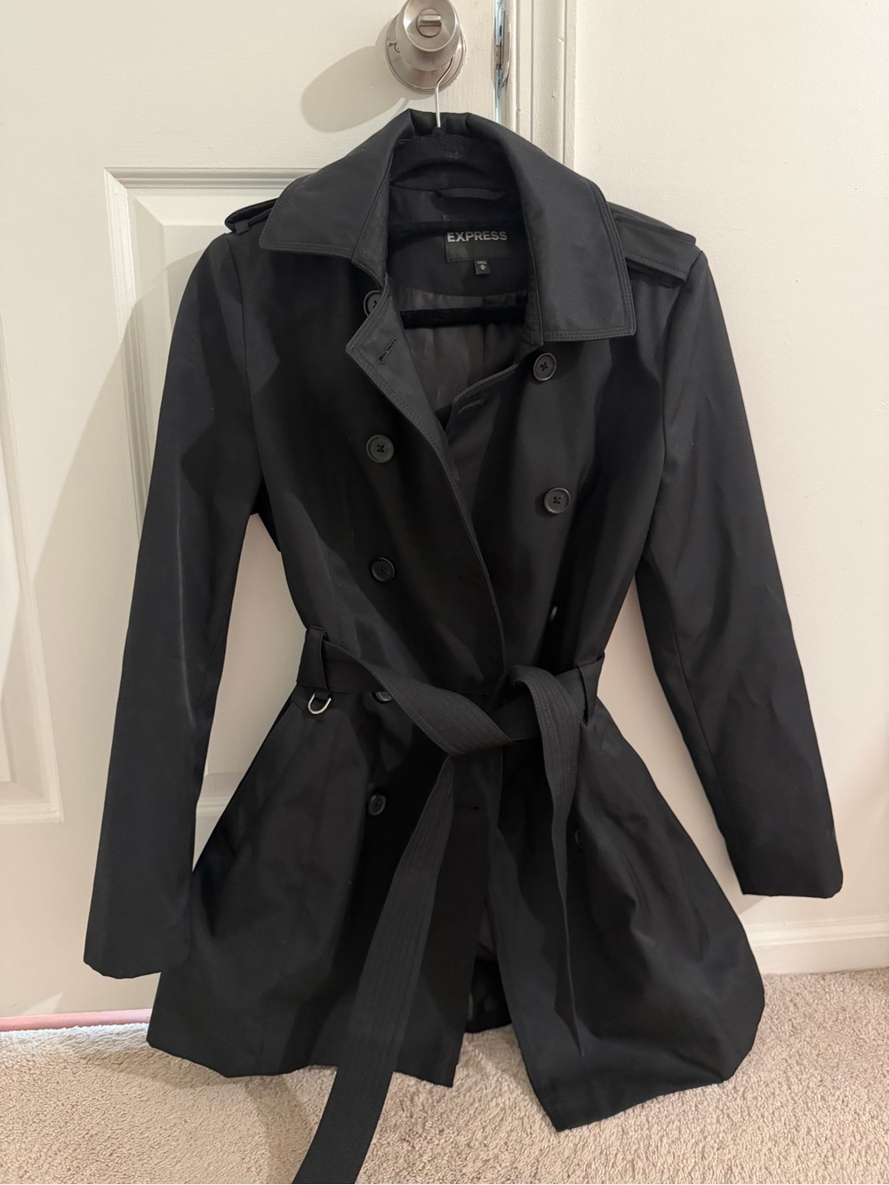 Express Women's Black Trench Coat - Size M